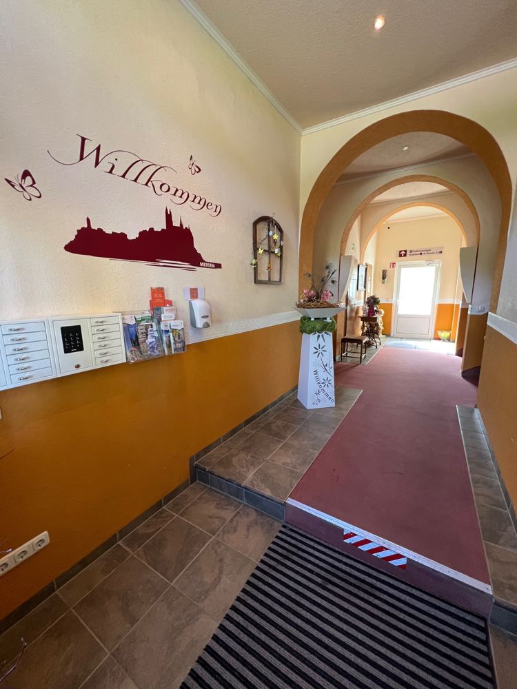 Entrance hall with welcome lettering